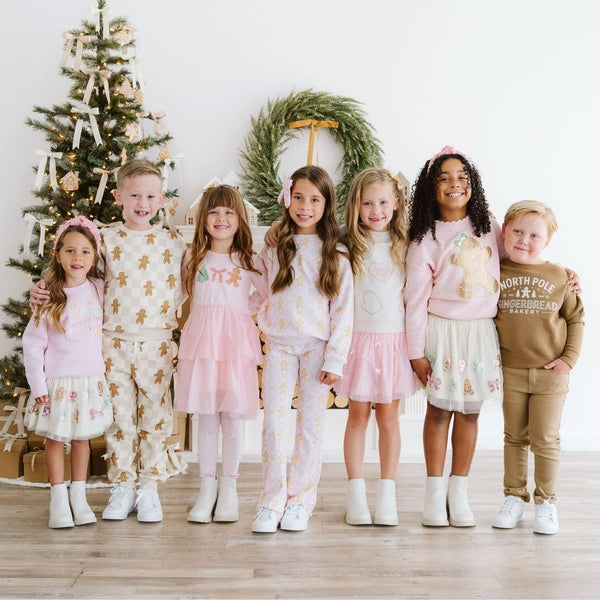Sweet Wink Gingerbread Sequin Patch Christmas Sweater