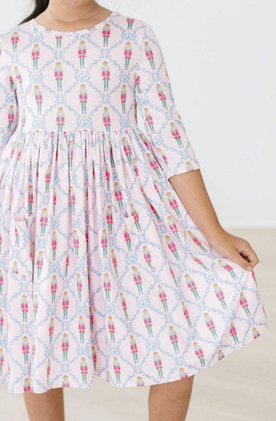Mila Pink Nutcracker 3/4 Sleeve Pocket Twirl Dress
