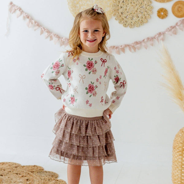 Sweet Wink Coquette Rose Sweater - Kids Clothing - Fall