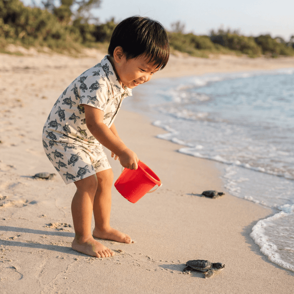 Sweet Bamboo Polo Romper - Sweet Sea Turtle