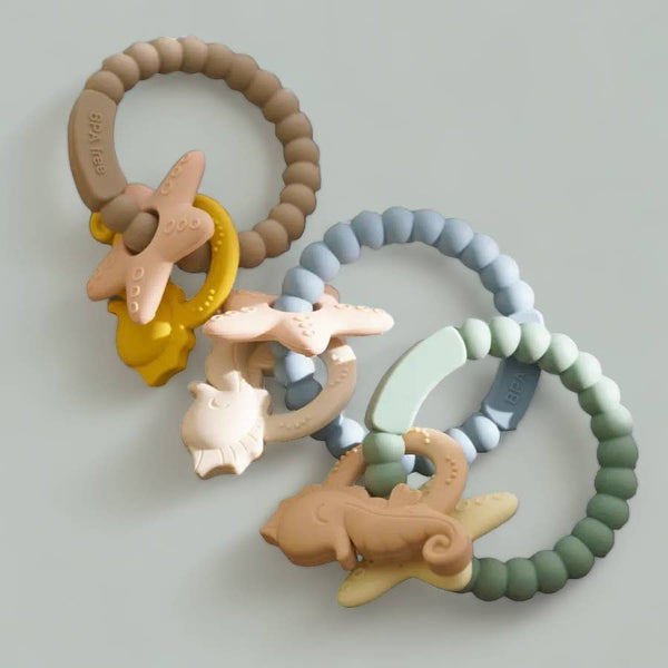 Three Hearts Seahorse Teething Ring - All Silicone