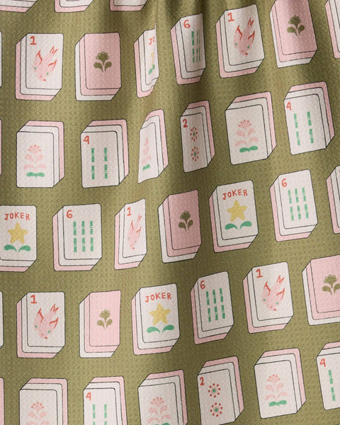 Geometry Flower Tiles Tea Towel - Mahjong