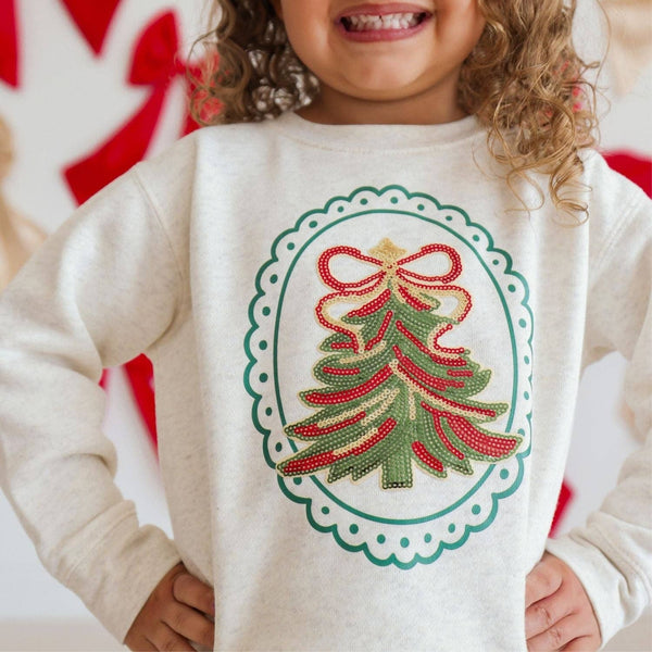 Sweet Wink Sequin Christmas Tree Patch Sweatshirt