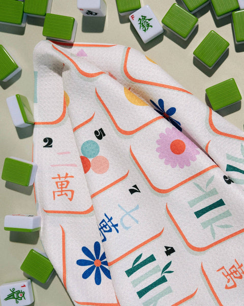 Geometry Tile Toss Tea Towel - Mahjong