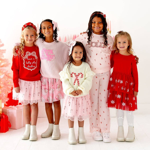 Sweet Wink Peppermint Swirl Sequin Christmas Long Sleeve Tutu Dress