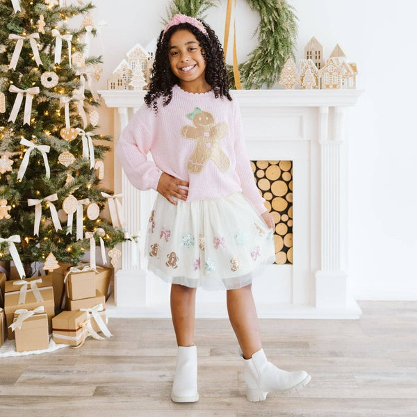 Sweet Wink Gingerbread Sequin Christmas Tutu Skirt