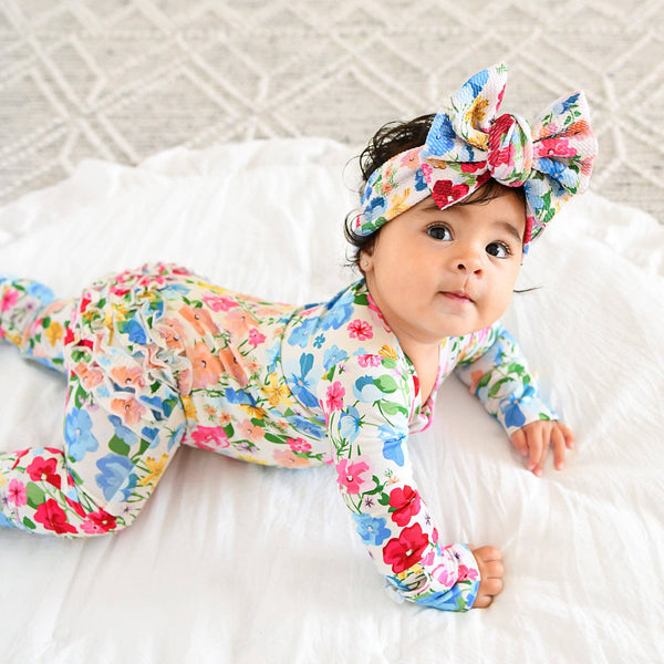 Gigi And Max Kaylee Ruffle Zip Bamboo One Piece Floral Baby Clothing