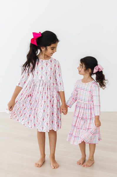 Mila Pink Nutcracker 3/4 Sleeve Pocket Twirl Dress