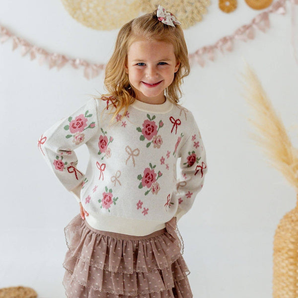 Sweet Wink Coquette Rose Sweater - Kids Clothing - Fall