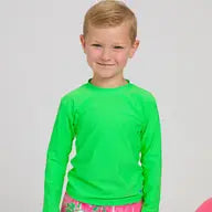 Ruffle Long Sleeve Rash Guard Neon Lime