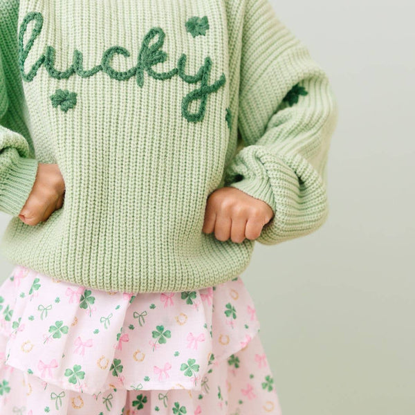 Sweet Wink Lucky Shamrock St. Patrick's Day Knit Sweater