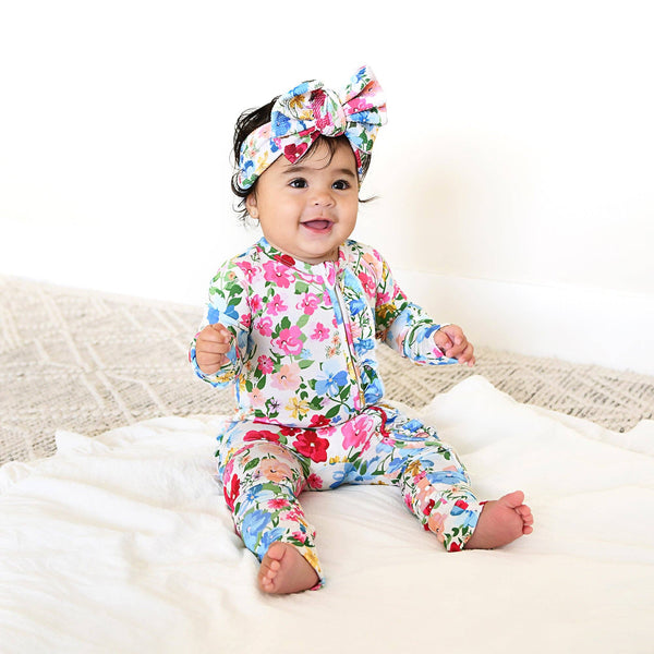 Gigi And Max Kaylee Ruffle Zip Bamboo One Piece Floral Baby Clothing