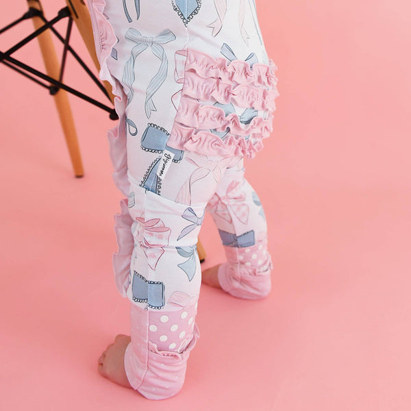 Gigi And Max Samantha Bows Ruffle Zip Bamboo Sleeplies Little Outfit