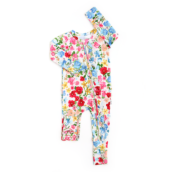 Gigi And Max Kaylee Ruffle Zip Bamboo One Piece Floral Baby Clothing