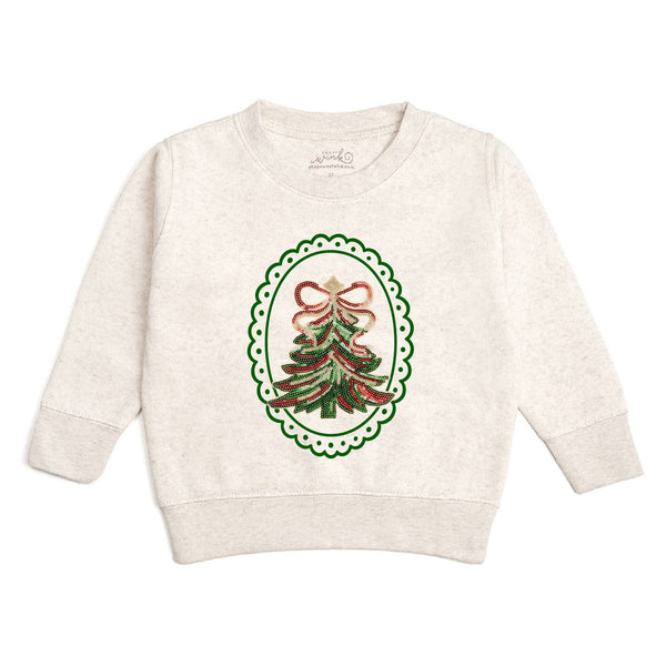 Sweet Wink Sequin Christmas Tree Patch Sweatshirt