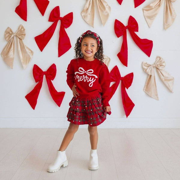 Sweet Wink Christmas Tartan Pearl Headband