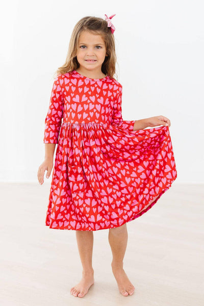 Mila Hearts & Hugs 3/4 Sleeve Pocket Twirl Dress