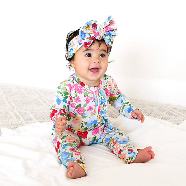 Gigi And Max Kaylee Ruffle Zip Bamboo One Piece Floral Baby Clothing