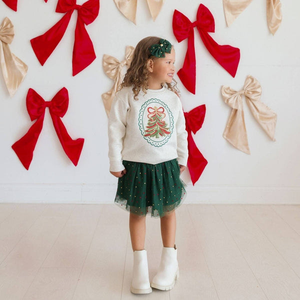 Sweet Wink Sequin Christmas Tree Patch Sweatshirt