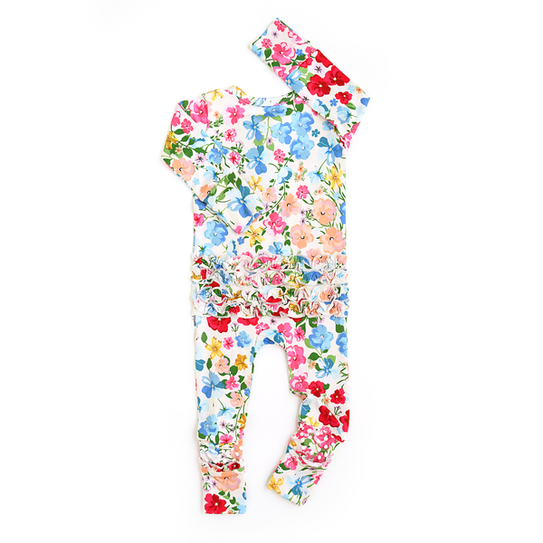Gigi And Max Kaylee Ruffle Zip Bamboo One Piece Floral Baby Clothing