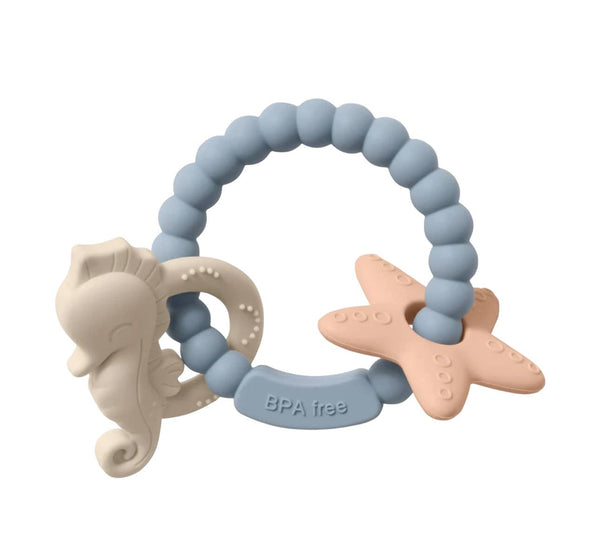 Three Hearts Seahorse Teething Ring - All Silicone