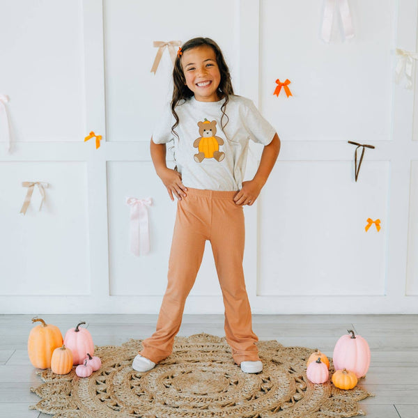 Sweet Wink Pumpkin Teddy Bear Patch Short Sleeve T-Shirt