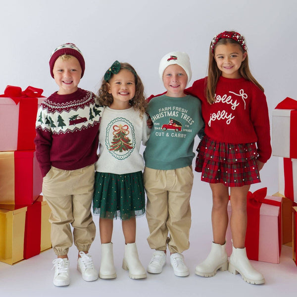 Sweet Wink Sequin Christmas Tree Patch Sweatshirt