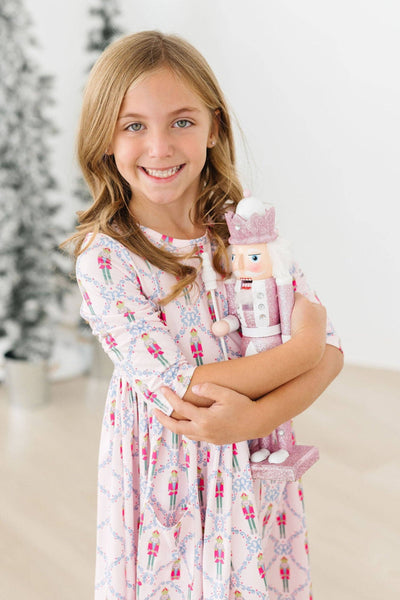 Mila Pink Nutcracker 3/4 Sleeve Pocket Twirl Dress