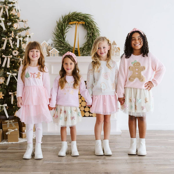 Sweet Wink Gingerbread Sequin Christmas Tutu Skirt