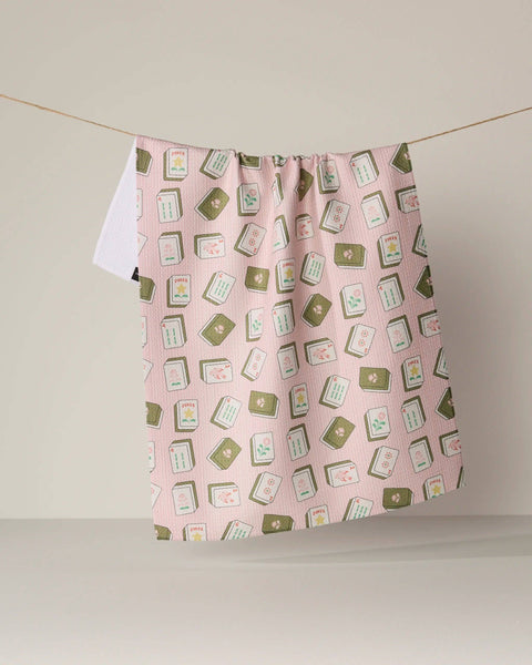 Geometry Flower Tiles Tea Towel - Mahjong