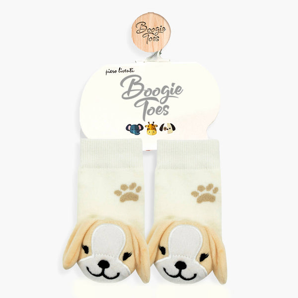 Beige Puppy Boogie Toes Rattle Socks