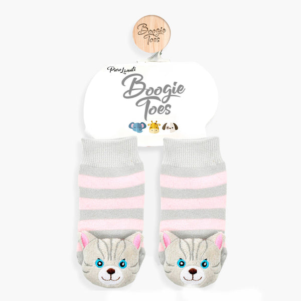 Boogie Toes Gray Cat Rattle Socks
