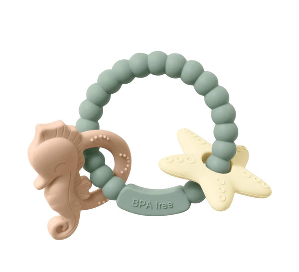 Three Hearts Seahorse Teething Ring - All Silicone