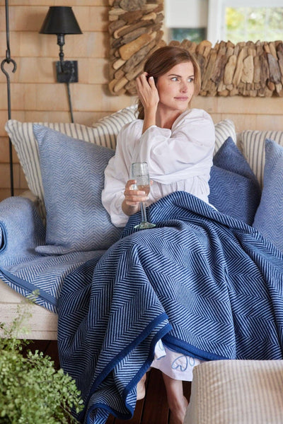 ChappyWrap Harborview Herringbone Navy Blanket