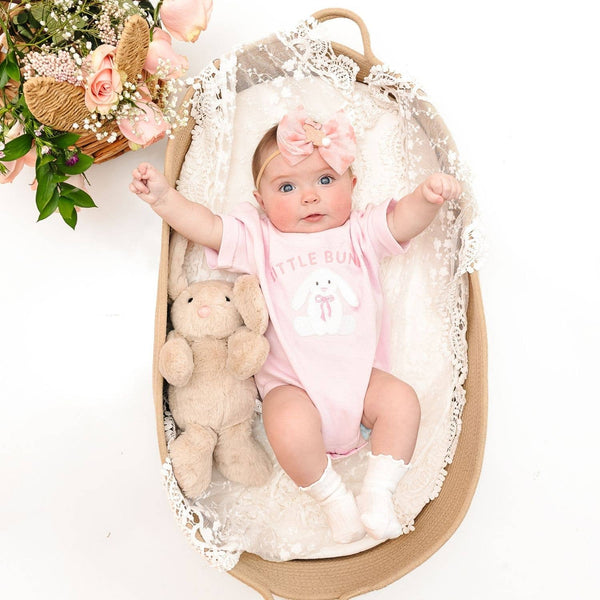 Sweet Wink Little Bunny Patch Easter Short Sleeve Romper - Baby