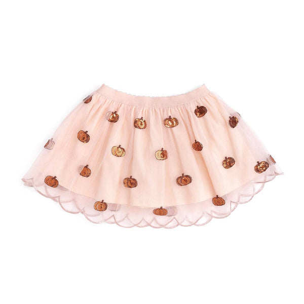 Sweet Wink Pumpkin Sequin Scallop Tutu Skirt - Kids Clothing
