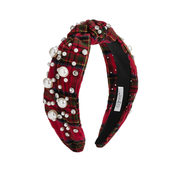 Sweet Wink Christmas Tartan Pearl Headband