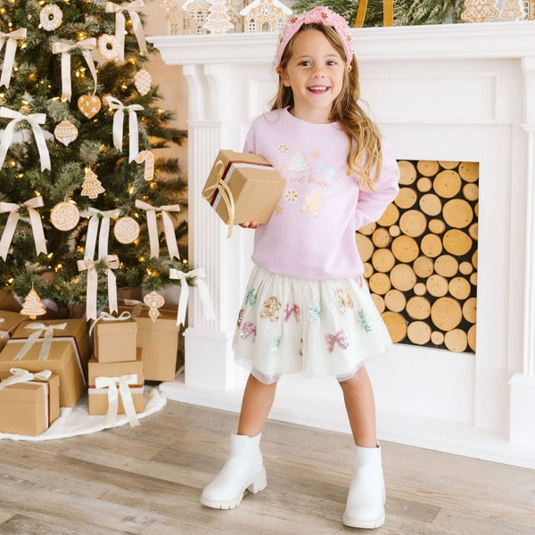 Sweet Wink Gingerbread Sequin Christmas Tutu Skirt