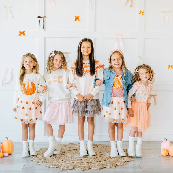 Sweet Wink Pumpkin Sequin Scallop Tutu Skirt - Kids Clothing
