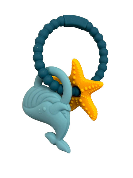 Three Hearts BPA Free Silicone Whale Teether Ring