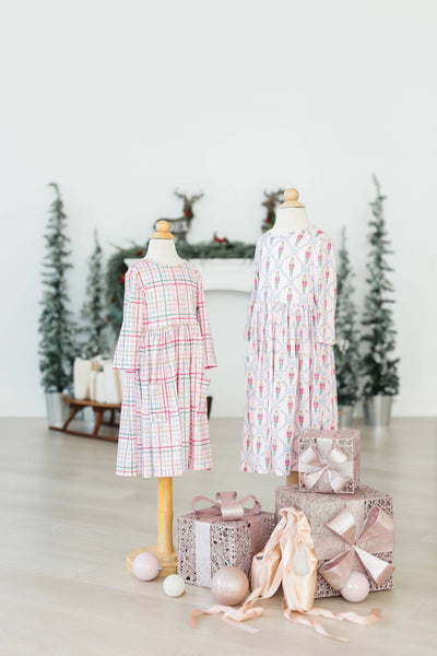 Mila Pink Nutcracker 3/4 Sleeve Pocket Twirl Dress