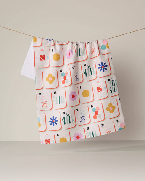 Geometry Tile Toss Tea Towel - Mahjong