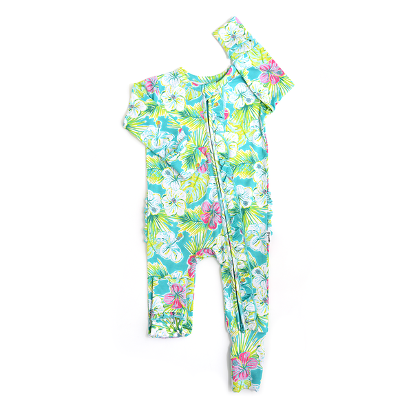 Gigi And Max Kalea Ruffle Zip  Bamboo One Piece Floral Baby Outfit