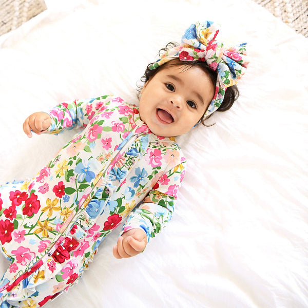 Gigi And Max Kaylee Ruffle Zip Bamboo One Piece Floral Baby Clothing