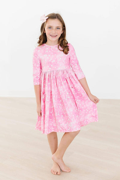 Mila Shine Bright 3/4 Sleeve Pocket Twirl Dress