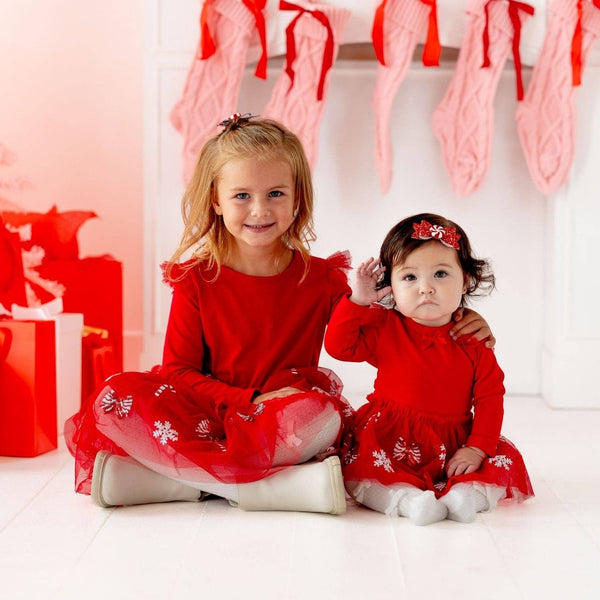Sweet Wink Peppermint Swirl Christmas Long Sleeve Tutu Bodysuit