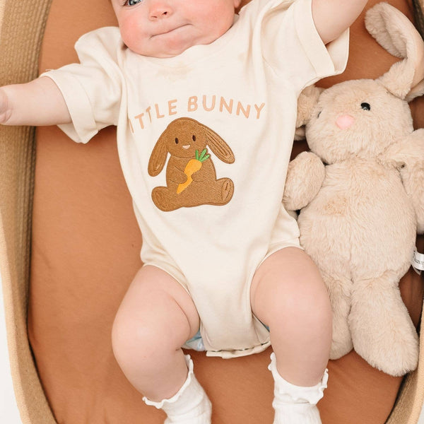 Sweet Wink Little Bunny Patch Easter Short Sleeve Romper - Baby