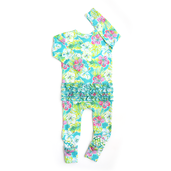 Gigi And Max Kalea Ruffle Zip  Bamboo One Piece Floral Baby Outfit