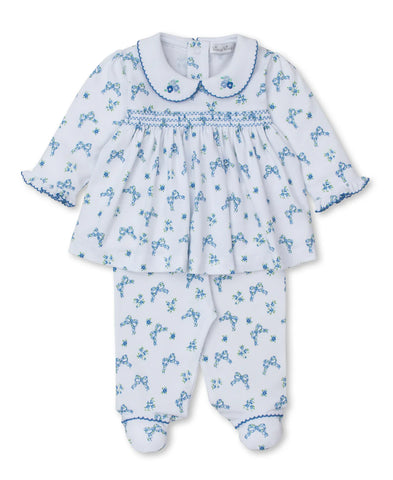 Kissy Blooming Bows Footed Pant Set - Lt. Blue