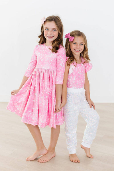 Mila Shine Bright 3/4 Sleeve Pocket Twirl Dress